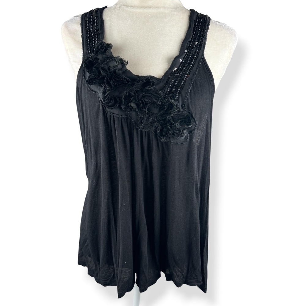 Charlotte Russe Tank Top Size Large Y2K Goth Glam Party Sequin Club Fairy USA
